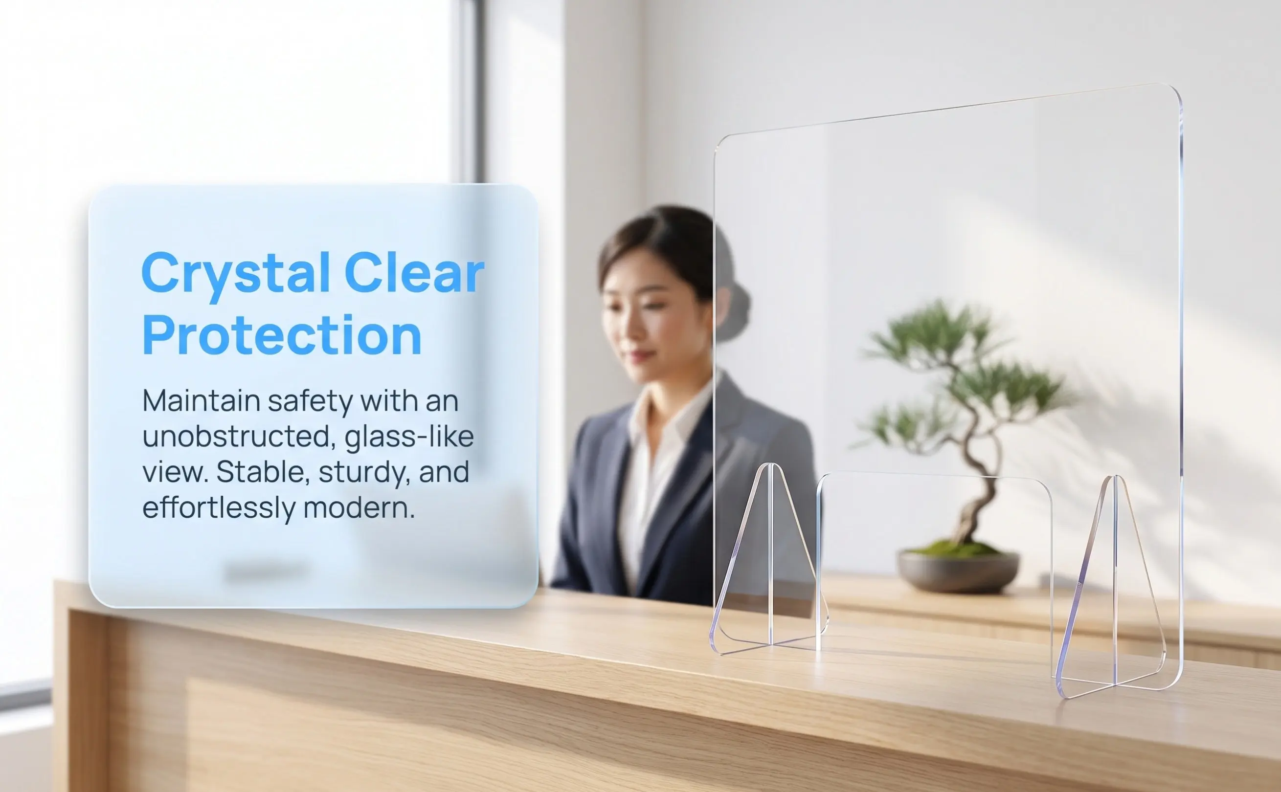 high-transparency-acrylic-sneeze-guard-panel-self-standing-protective-shield-screen-divider-for-retail-office-school-countertop