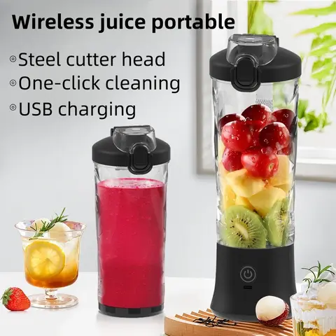 휴대용 블렌더 전기 Juicer 600ML 과일 믹서 2000mAh USB 충전식 스무디 미니 블렌더 다기능 주스 메이커