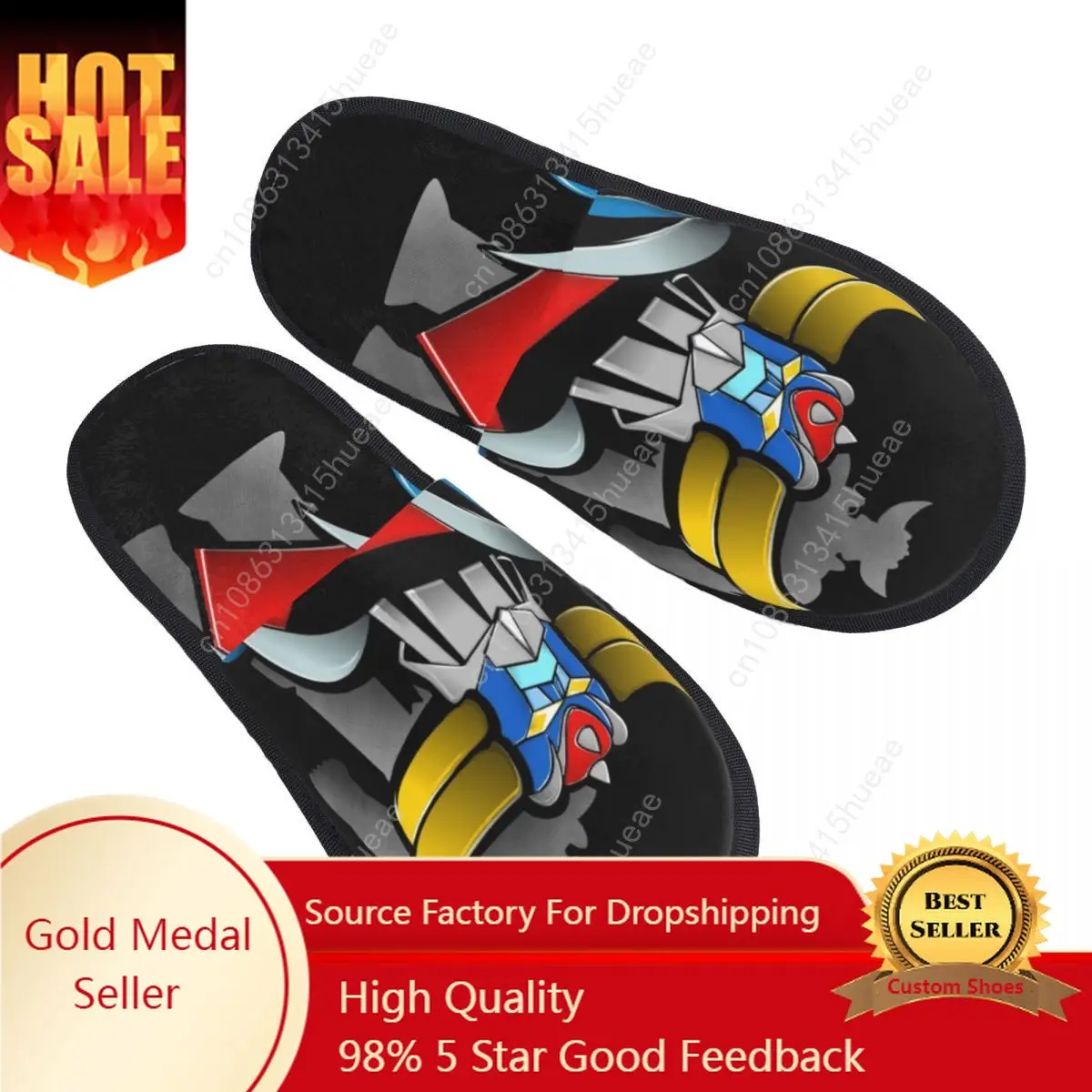 

Goldorak Grendizer Robot Soft Memory Foam House Slippers Women Anime Mechanical Warrior Comfy Warm Anti-skid Sole Slipper