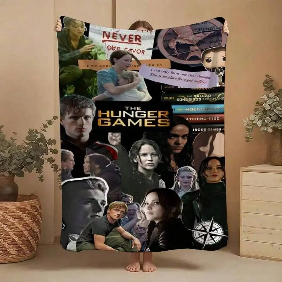 Customize Hunger Games Collage Tribute Print Soft Flannel Blanket, All-Season Use, Hypoallergenic And Tear-, Ideal For Sofa, Bed