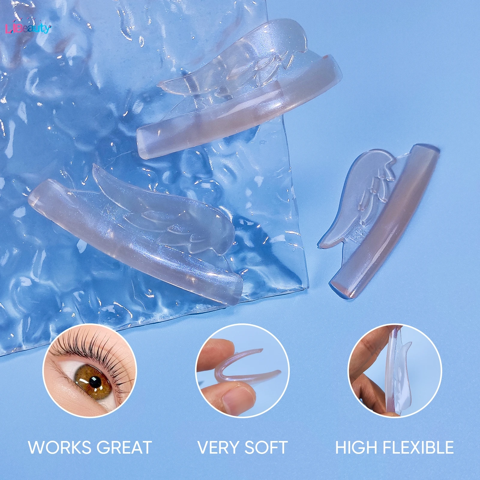 Libeauty, 8 pares de pegamento gratis, almohadillas para permanente de pestañas de silicona, varilla de pestañas pegajosa, escudo, rizador de pestañas, accesorios de elevación 3D, herramienta de maquillaje