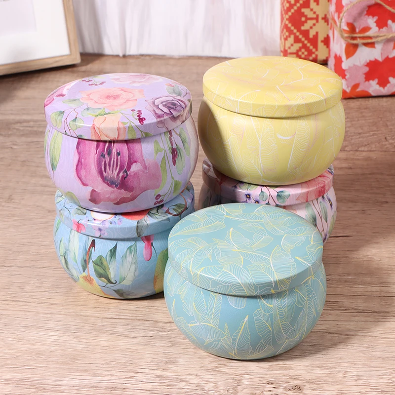 4OZ Sealed Jar Metal Candle Tin Jar Candy Box Rose Tea Pot Jewelry Storage Organizer Tinplate Christmas Packing Case Box New