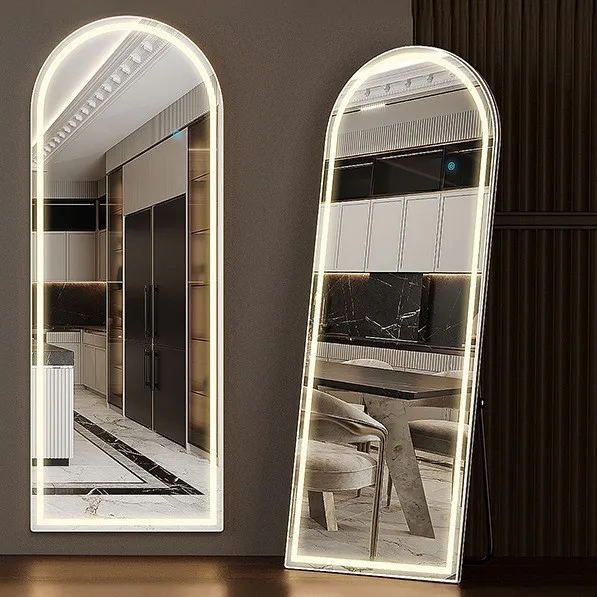 Touch screen a parete per la casa con specchio a figura intera, led intelligente