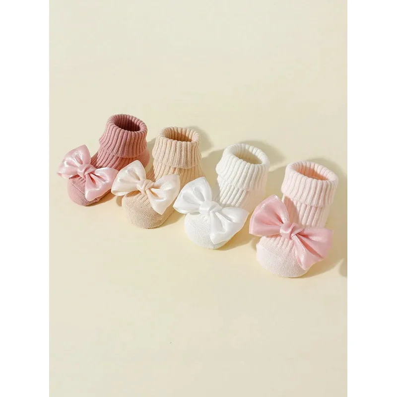 Toddler Socks with Bows, Soft Cotton Cute Ankle Socks for Infants Girls Fashion Anty-Slip Newborn Baby Socks 0-24 Months