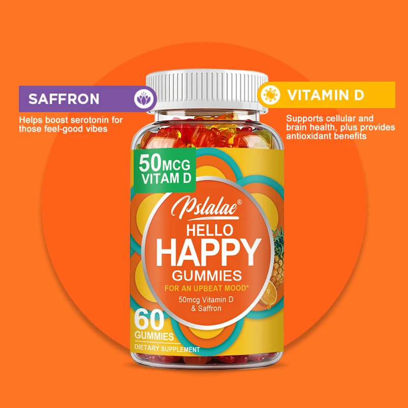 Hello Happy Gummies - with Vitamin D, Saffron, Tropical Zinc for Mood Balance Support