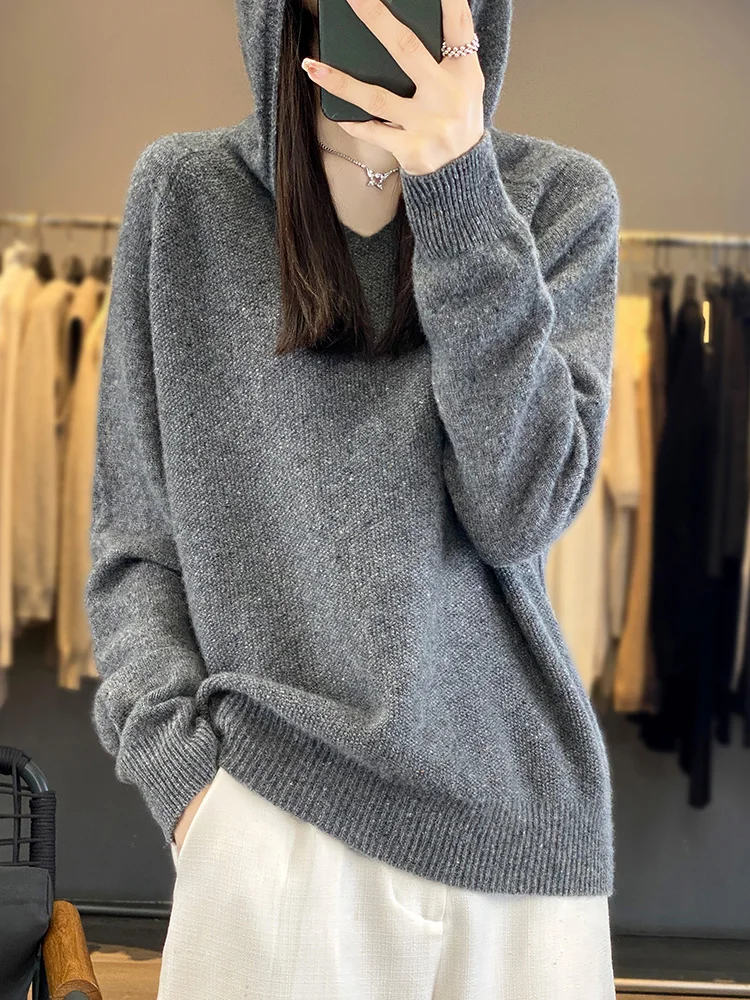 

ZOCEPT Women Pullover Sweater Hooded Jumper Korean Loose Merino Wool Knitted Sweaters Casual Autumn Winter Warm Pullovers Tops