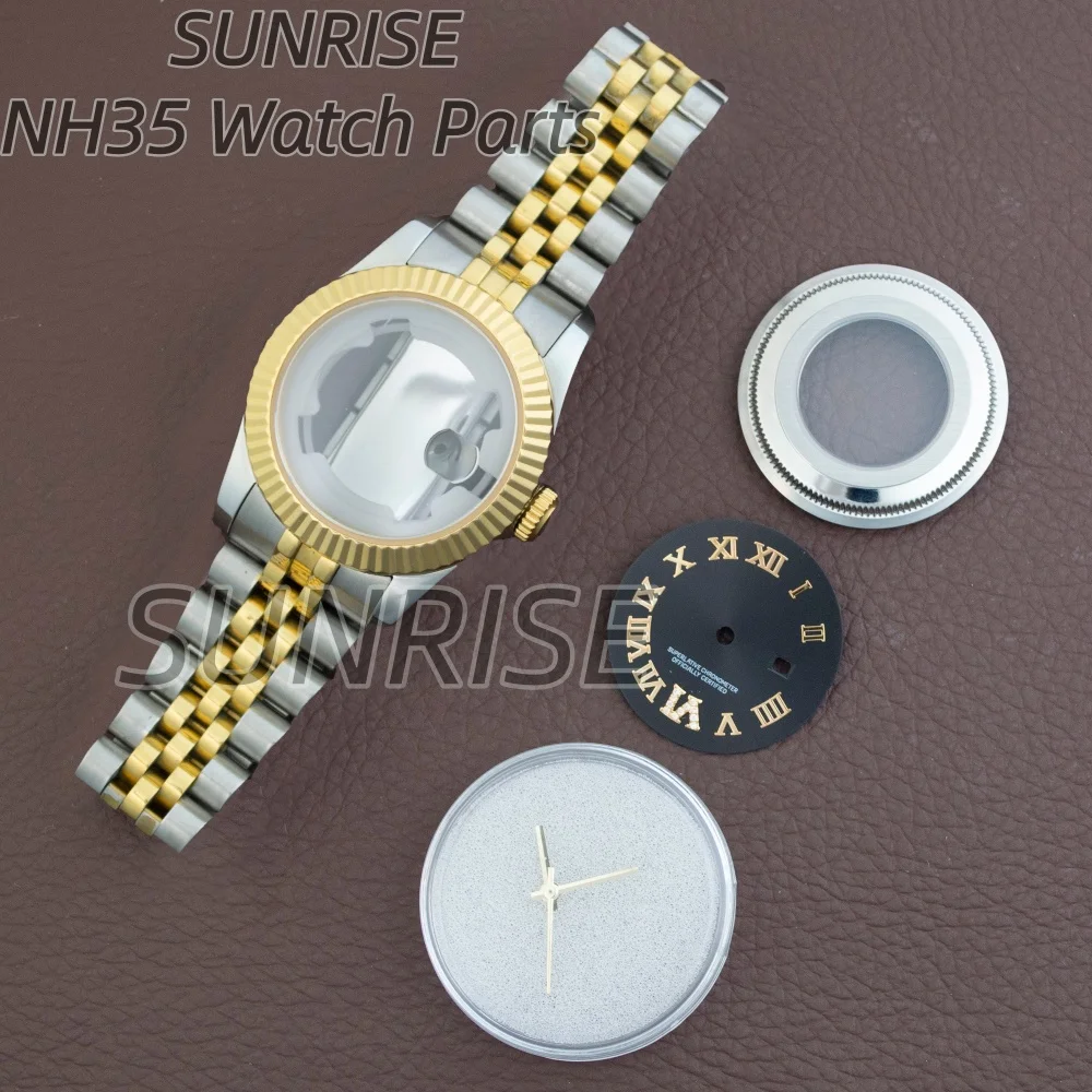 33 مللي متر الفاخرة الفضة الذهب الفولاذ المقاوم للصدأ ساعة نسائية حزام الهاتفي الأيدي الياقوت الزجاج مقاوم للماء لحركة Datejust NH05 #2