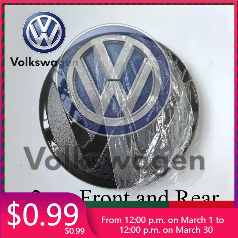 

For VW Volkswagen Car Sticker 2pcs Front and Rear Emblem For VW Golf 6/Golf 7/Golf 7.5/Golf 8 Not Affect ACC Modified Black
