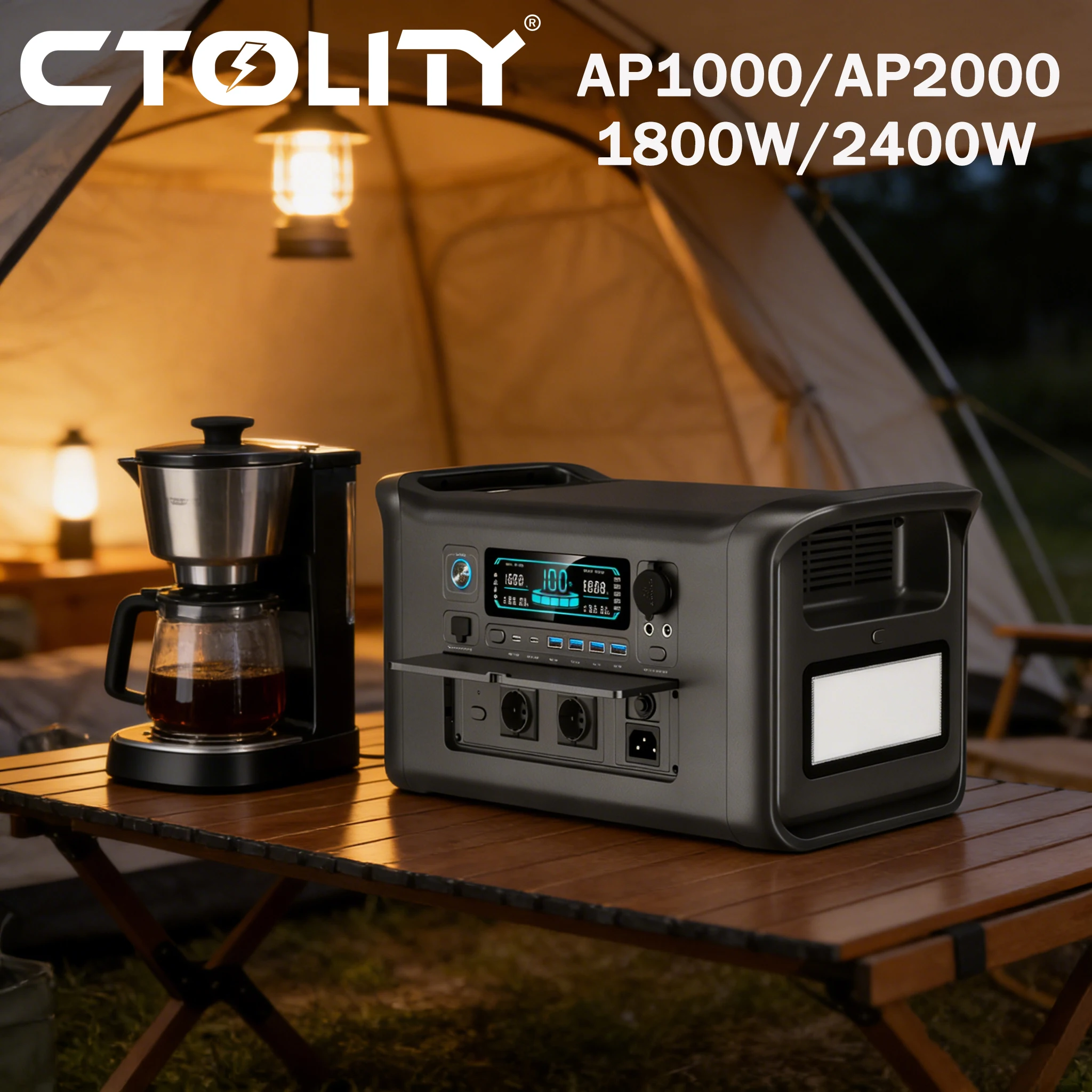 CTOLITY AP1000 1800W Portable Power Station 1024Wh Lifepo4 Battery Power Bank 320000Mah Solar Generator Emergency Power Supply