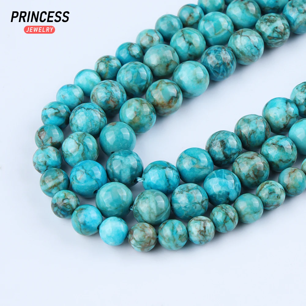 A+ Natural South African Blue Turquoise Stone Beads for Jewelry Making Bracelets Necklace DIY Accessories Wholesale 6 8 10mm