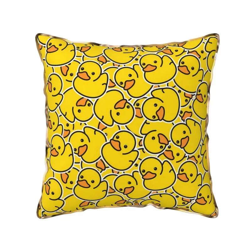 Rubber Cartoon Duck Soft Velvet Pillow Cover 18x18 Inch Cute Yellow Ducks Square Pillow Case Cushion Cover for Car Office Home
