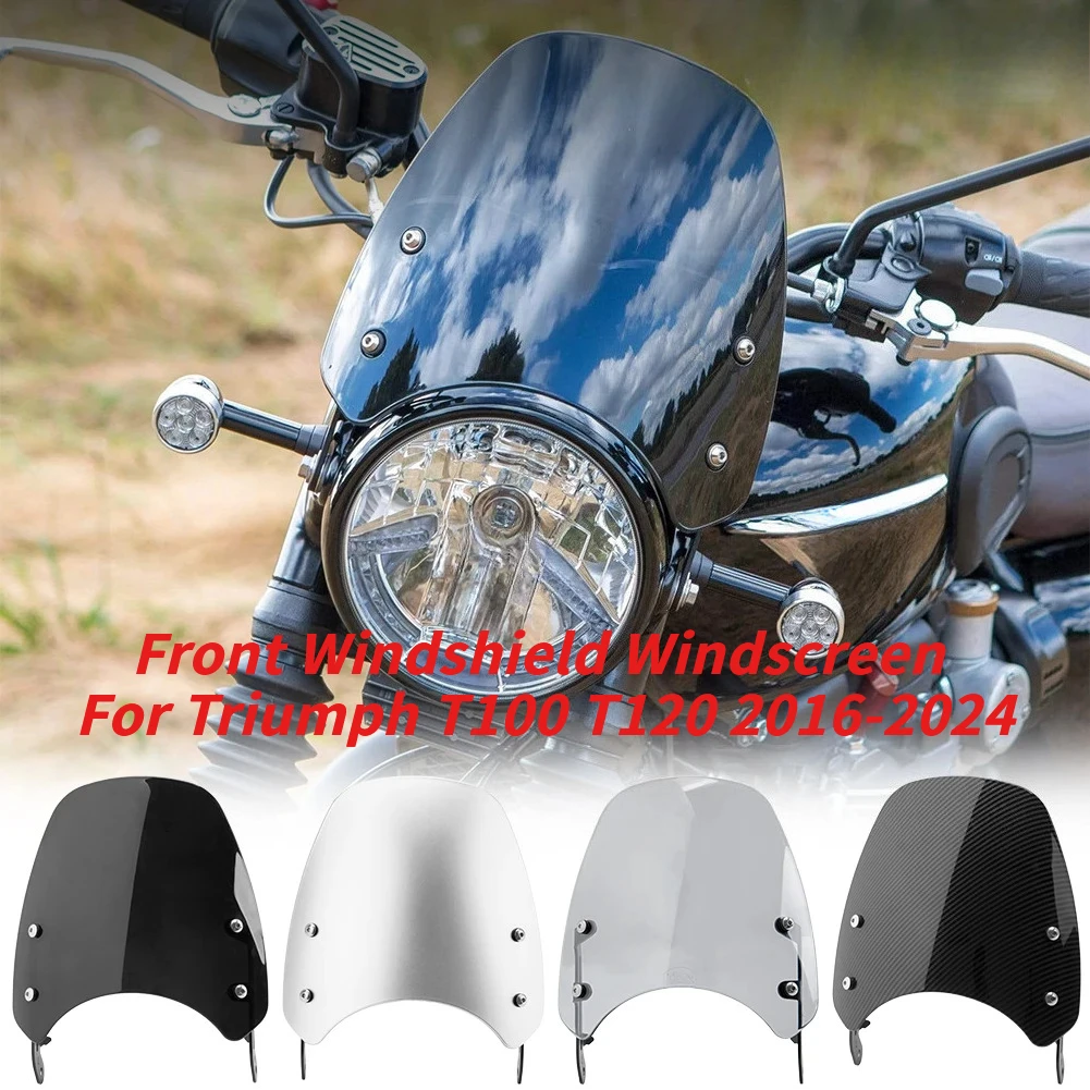 For Triumph T100 T120 2016-2024 Front Windshield Windscreen for Triumph T 120 T100 Wind Deflector Windshield Accessories