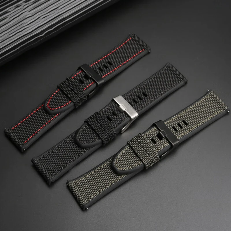 For Diesel Watch DZ4500 7420 4514 7333 4318 4323 7395/7396 Series Nylon Canvas Silicone Base Bracelet Men's Wristband 24/26/28mm