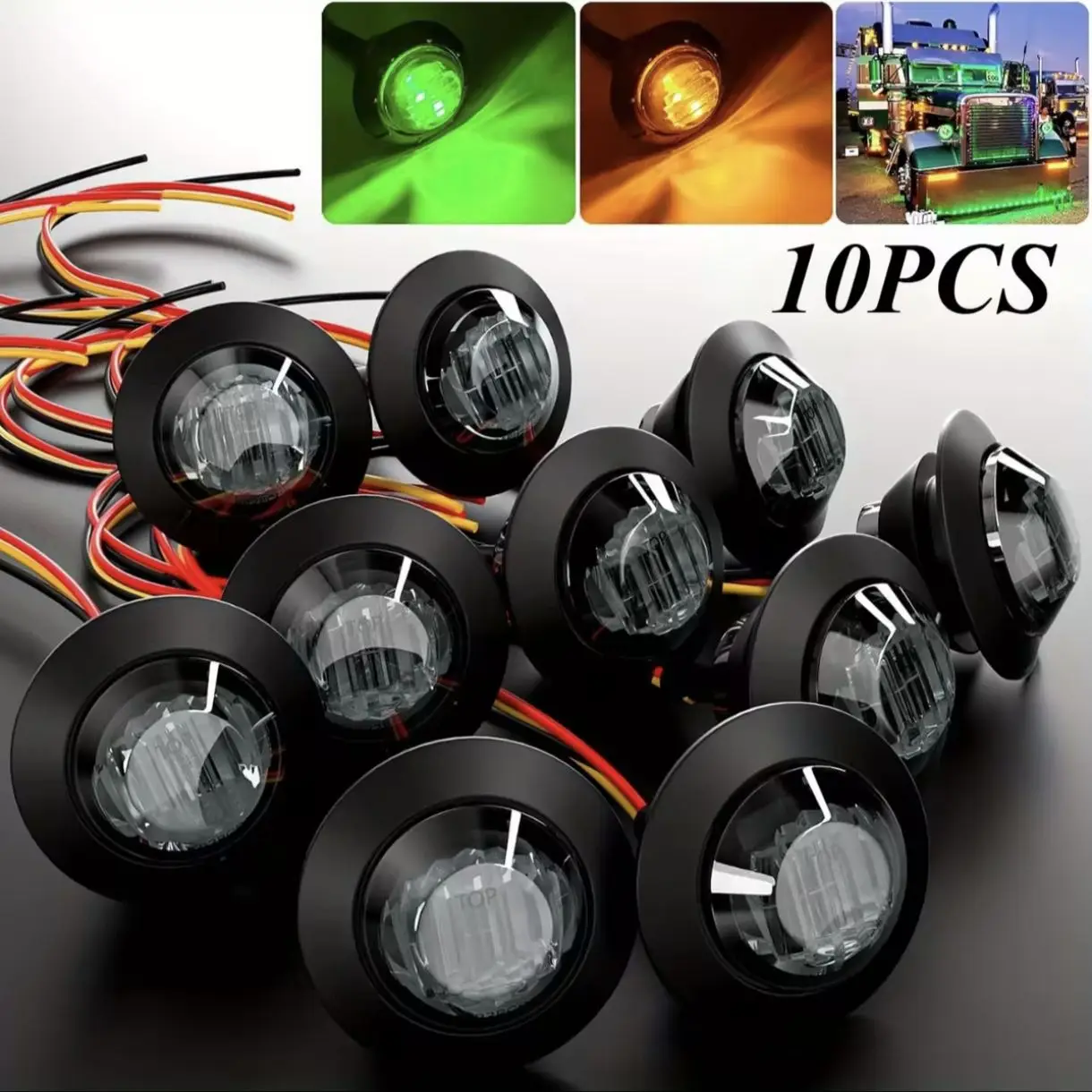 10PCS 12V 3/4Inch Round LED Side Marker Clearance Car Lights Front Rear Signal Lamp Indicators Waterproof for Truck Trailer boat