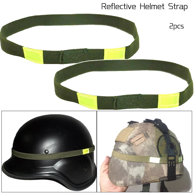 2pcs Helmet Straps Cat Eye Band Reflective Camo Helmet Straps Elastic Band For M1 M88 MICH Combat Military Helmet Accessories