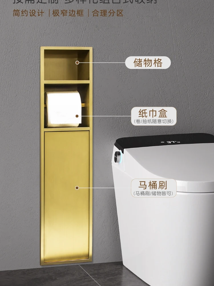 2025 صندوق مناديل مدمج خزانة حائط المرحاض الفولاذ المقاوم للصدأ المرحاض خزانة جانبية جدار مخفي المرحاض مع كرتونة الباب