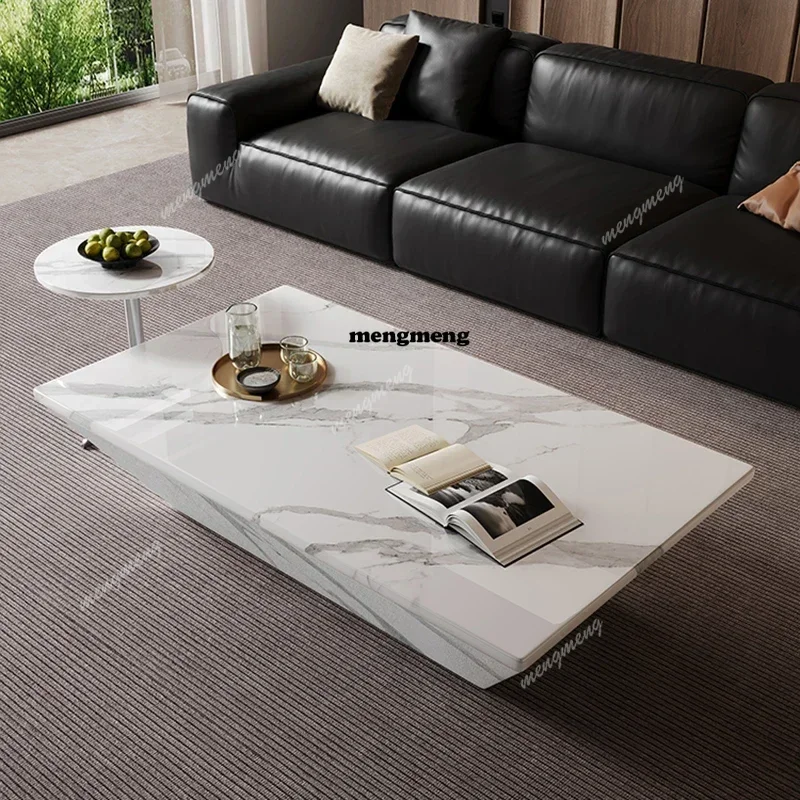 

Italian Minimalism Coffee Tables Marble White Originality Salon Coffee Tables High-end Villa Home Furniture Stolik Kawowy
