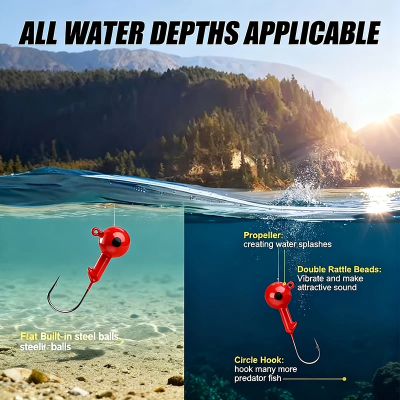 [TUODIAO] Red Jig Head Hook Bright Coating Strong Penetration Anti-Slip Design Soft Bait Lure Fishing Hook