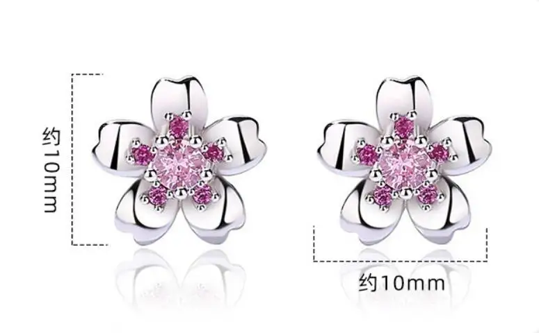 Moissanite 925 Sterling Silver Stud Earrings, Brilliant Sakura Shape VVS1 Clarity Lab Created Diamond Earrings MSE041
