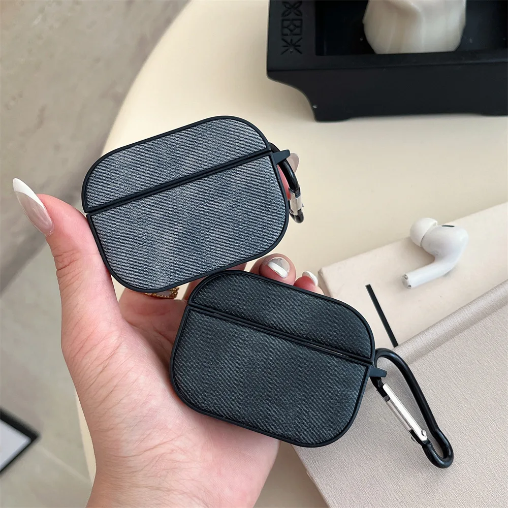 headphone case for AirPods pro3/pro2 protective cover Korean style solid color denim fabric pattern for AirPods1/2/3/4 cases