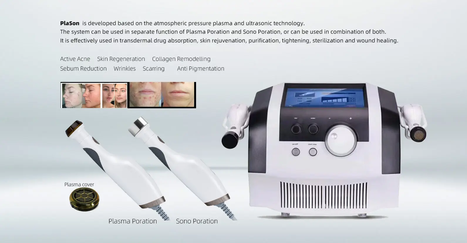 Portable 2 In 1 Facial Lifting Ance Rejuvenation Anti-Wrinkle Facial Plasma Beauty Equipment Machine