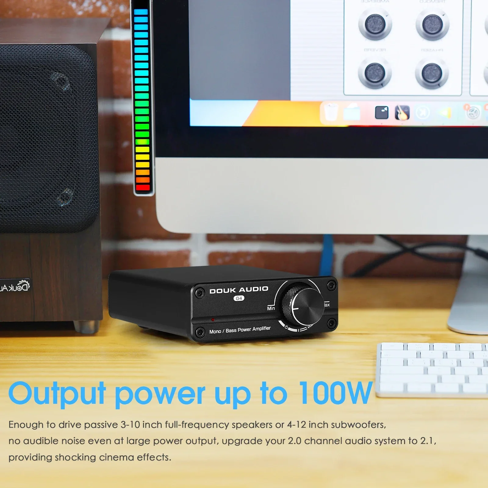 Douk Audio G4 Mini-Subwoofer / Vollfrequenz-Mono-Kanal-Digitalverstärker HiFi-Audio 100 W Heim-Desktop-Leistungsverstärker