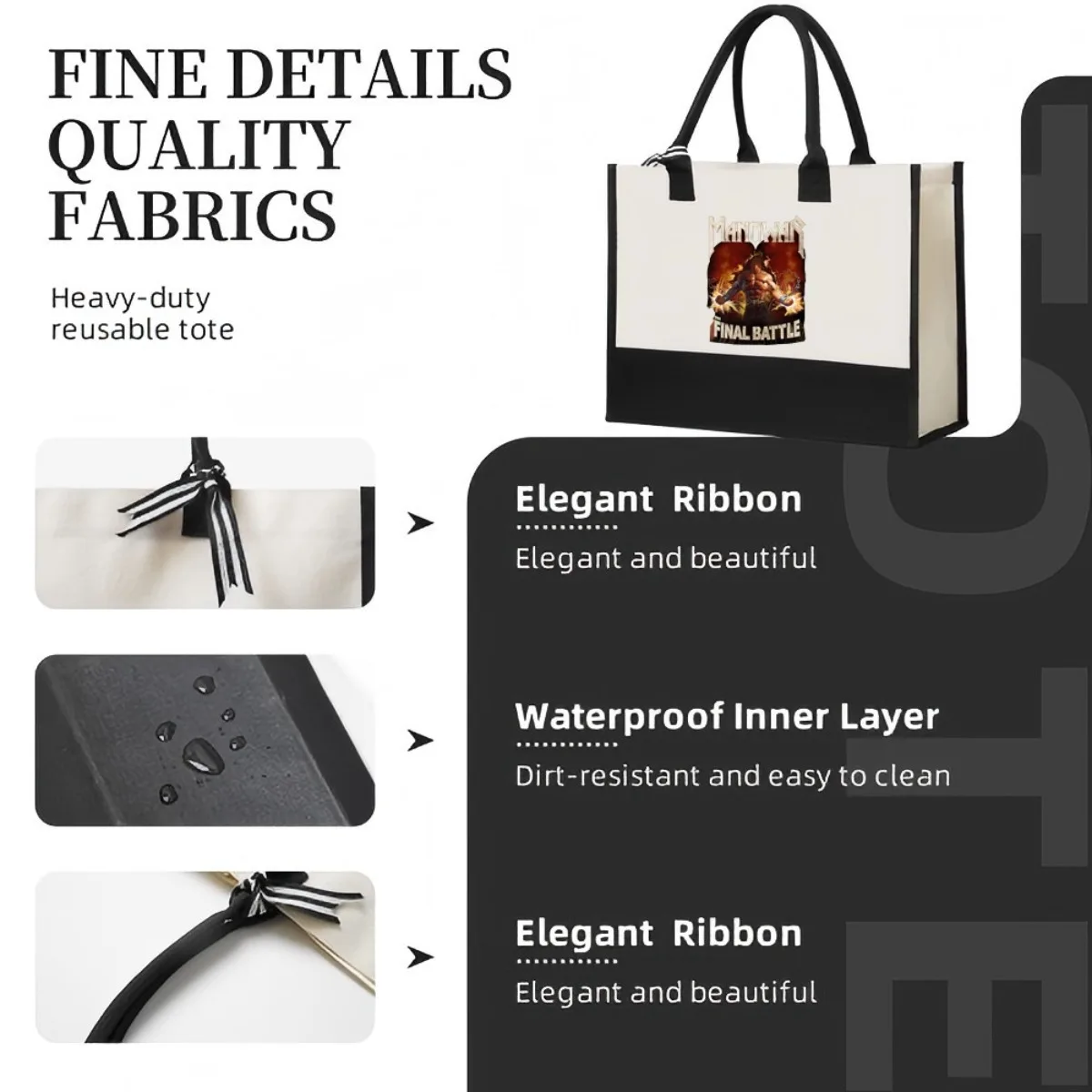 MANOWAR 2026 جديد وصول موضة عملية واسعة حقيبة حمل قابلة لإعادة الاستخدام نمط طباعة 2 لهجة الثقيلة حقيبة كتف كبيرة للجميع