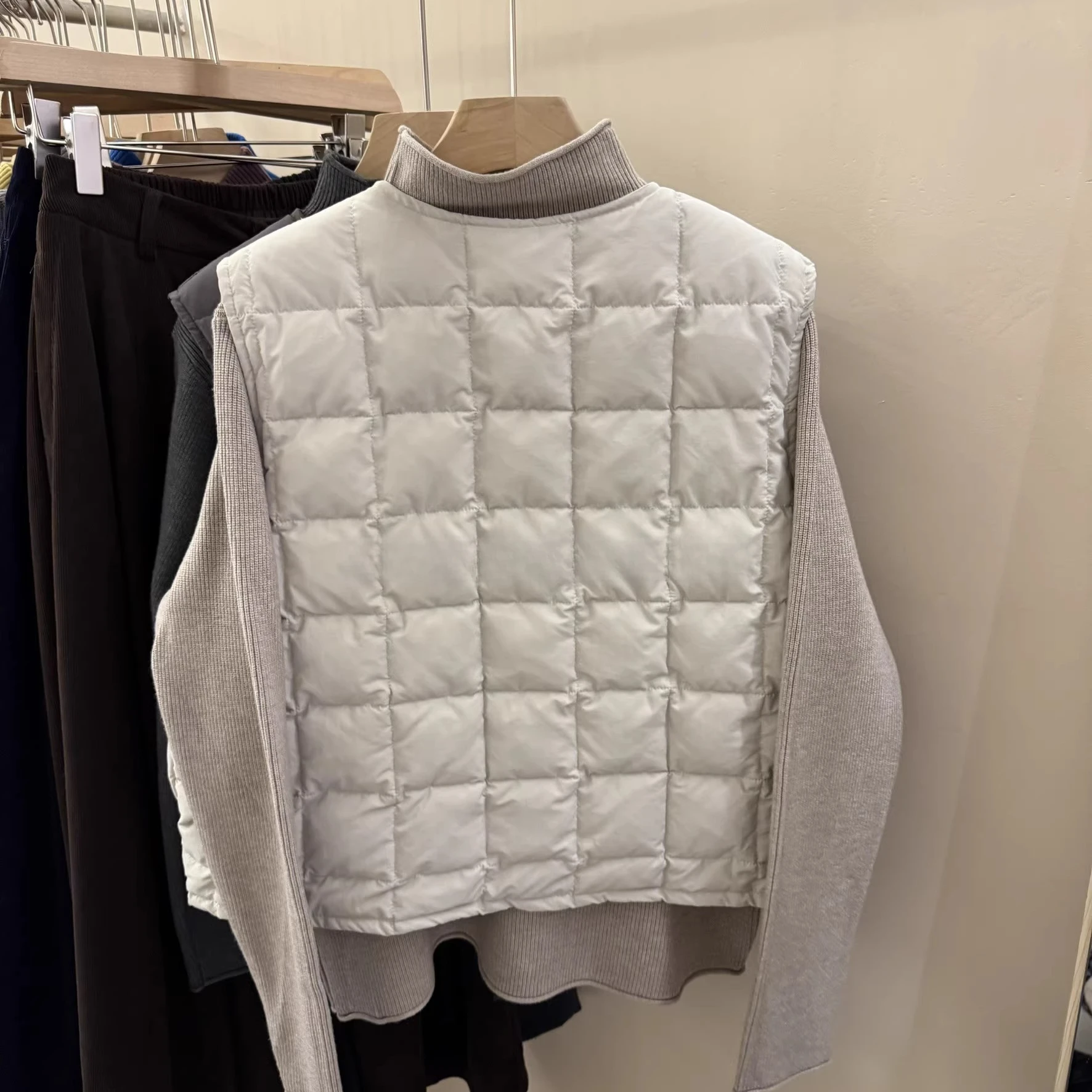 Gilet imbottito trapuntato invernale da donna Semplice girocollo modello quadrato Giacca senza maniche Canotta calda a strati Capispalla