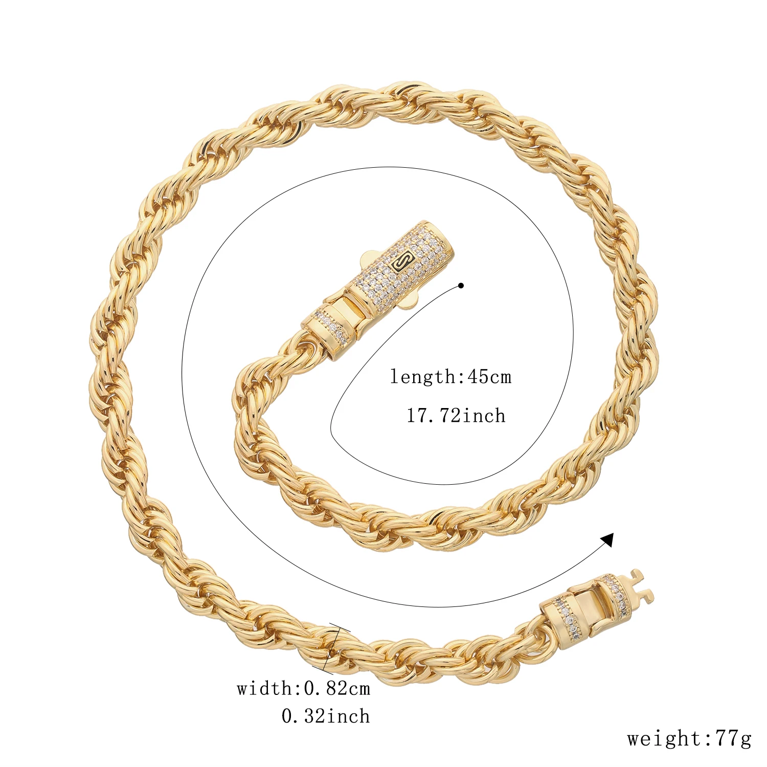 New curved chain, S-shaped clasp, two styles, gold-plated twisted simple single chain