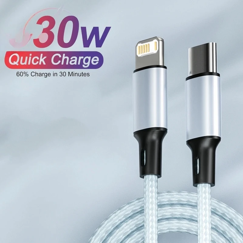 30W Charger Cable For iPhone 14 13 12 11 Pro Max Mini XR XS Plus USB Type C To Lightning Fast Charging Data Line Accessories