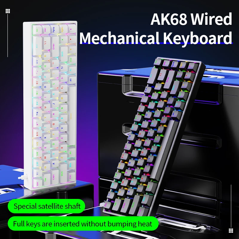 SOREX AK68 Mechanisch toetsenbord ABS Keycap 68 toetsen Bedraad gamertoetsenbord Hot Swap Aangepaste pakking voor pc-laptop