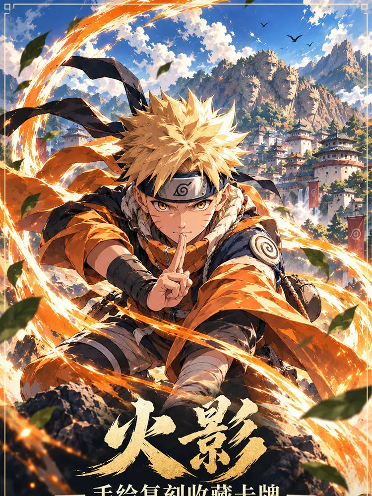 Naruto Hinata Tsunade Sasuke Kakashi Hand‑Painted Reproduction Trading Cards Japanese Anime Hobby Collection Toys Birthday Gifts