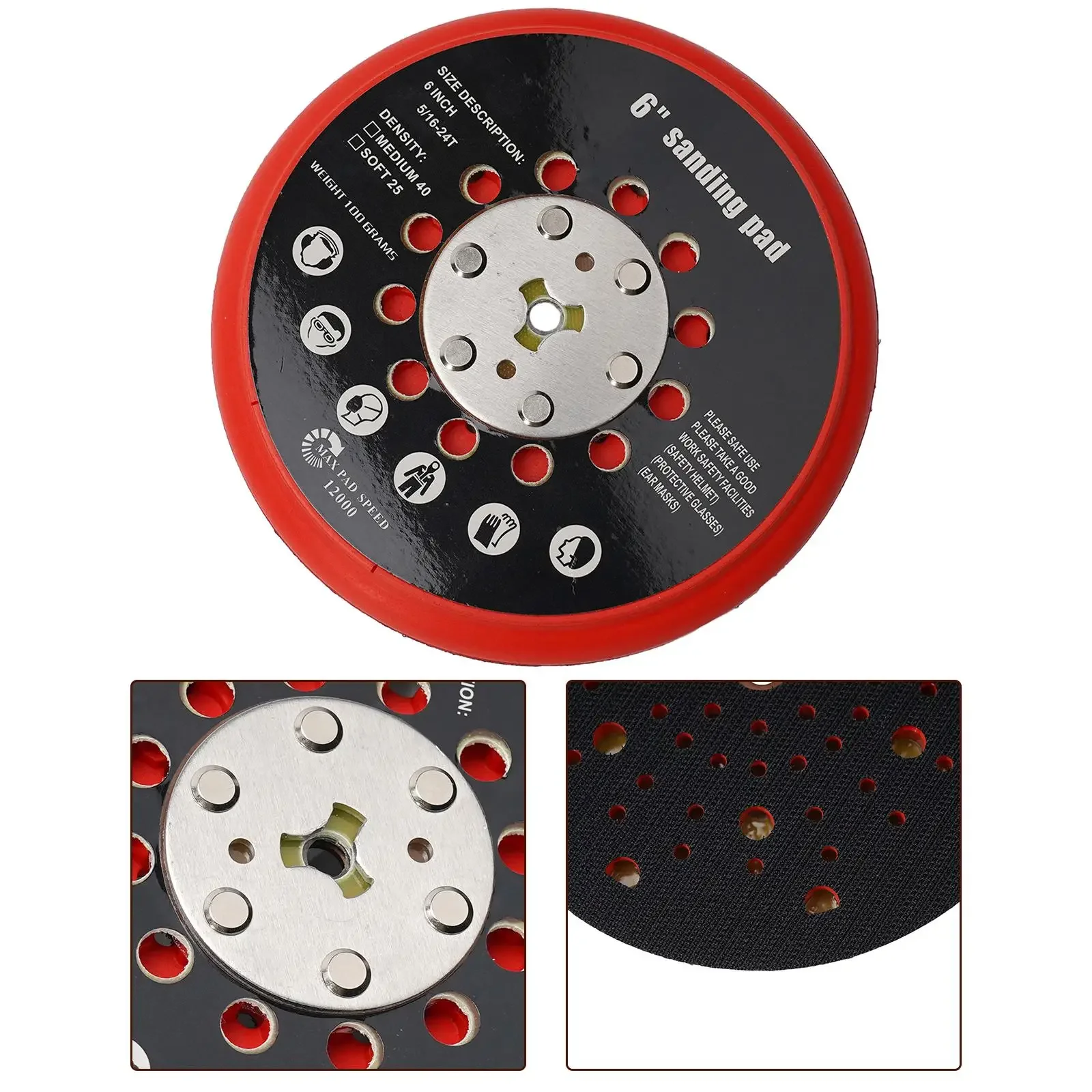 

1pcs 6 Inch 72 Holes 150mm Replacement Round Backing Pads Medium Hook-and-Loop Multi-Holes Sanding Pad For Bosch RSM6045