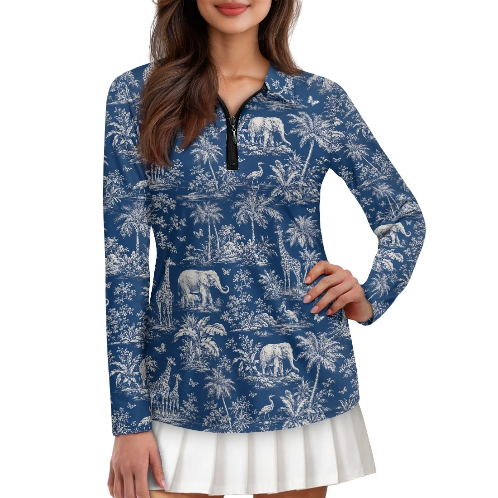PENSTROLL Jungle Elephant Womens Hiking Tennis Running Tops Athletic Golf Hiking Shirts for Casual