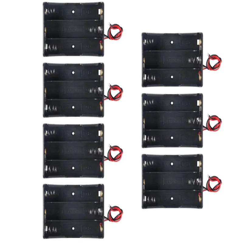 7PCS 18650 Battery Holder Bundle with Wire 18650 Battery Holder Case 3.7V 3 Slot DIY Battery Storage Boxes 1/2/3/4 Slot Black