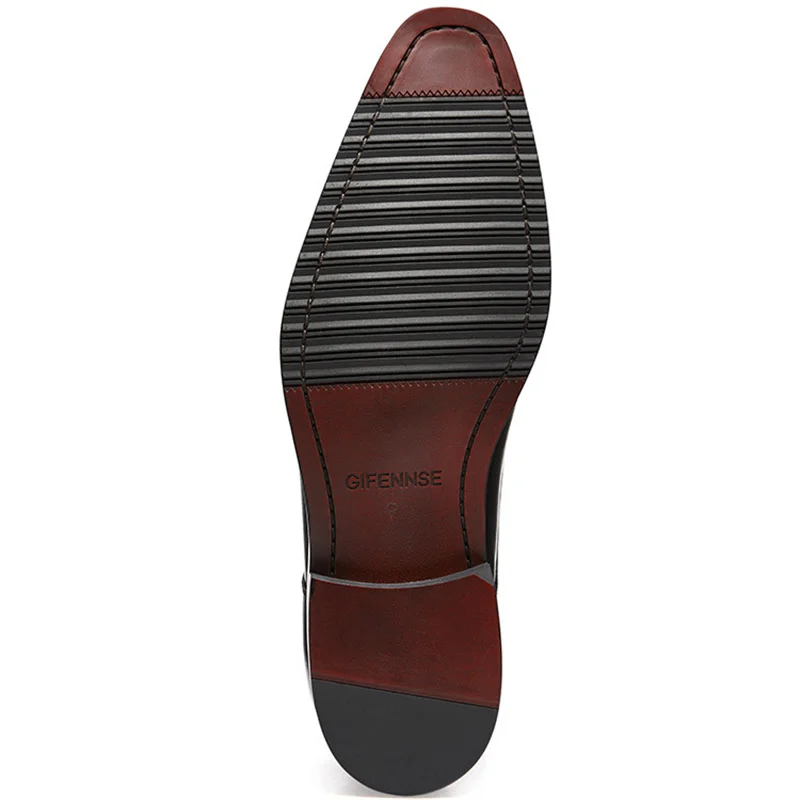 Vintage Men's Genuine Leather Brogues Dress Shoes Luxury Brand Handmade Fashion British Style Autumn Wedding Social Shoes Man image 5