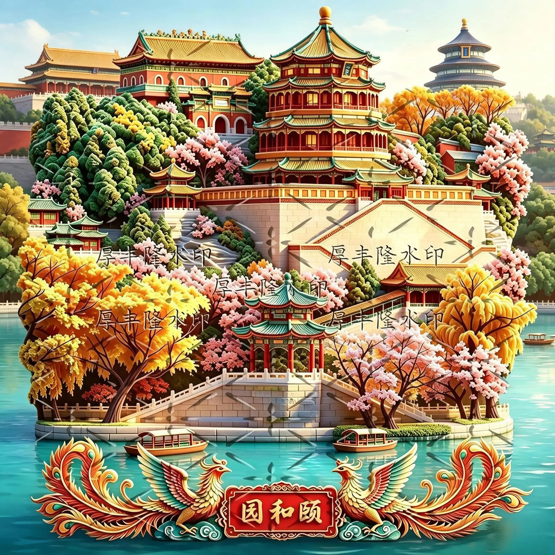 Metal Embossed Magnetic Fridge Magnet Beijing Summer Palace Chinese Style Cultural Travel Souvenir Aesthetic Home Decor Gift