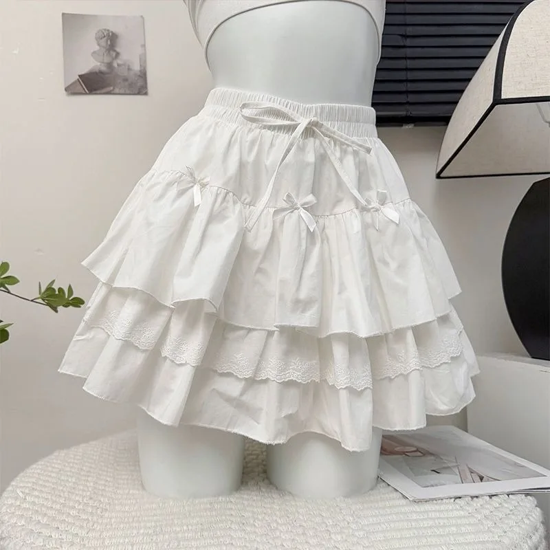 Skirts Women A-line Lovely Solid Lady Casual Party Girl Mini Preppy Style Korean Fashion All-match Simple Mujer Faldas Summer