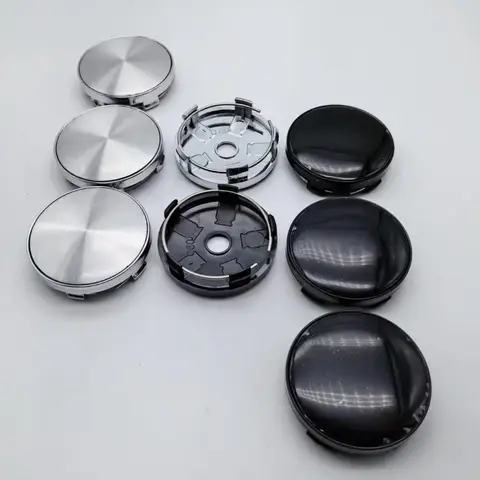 4개 60MM 블랙/실버 엠블럼 무로고 자동차 휠 센터 캡 자동차 스타일링 액세서리 (폭스바겐, BMW, 다치아 림 허브 휠캡 커버 배지)
