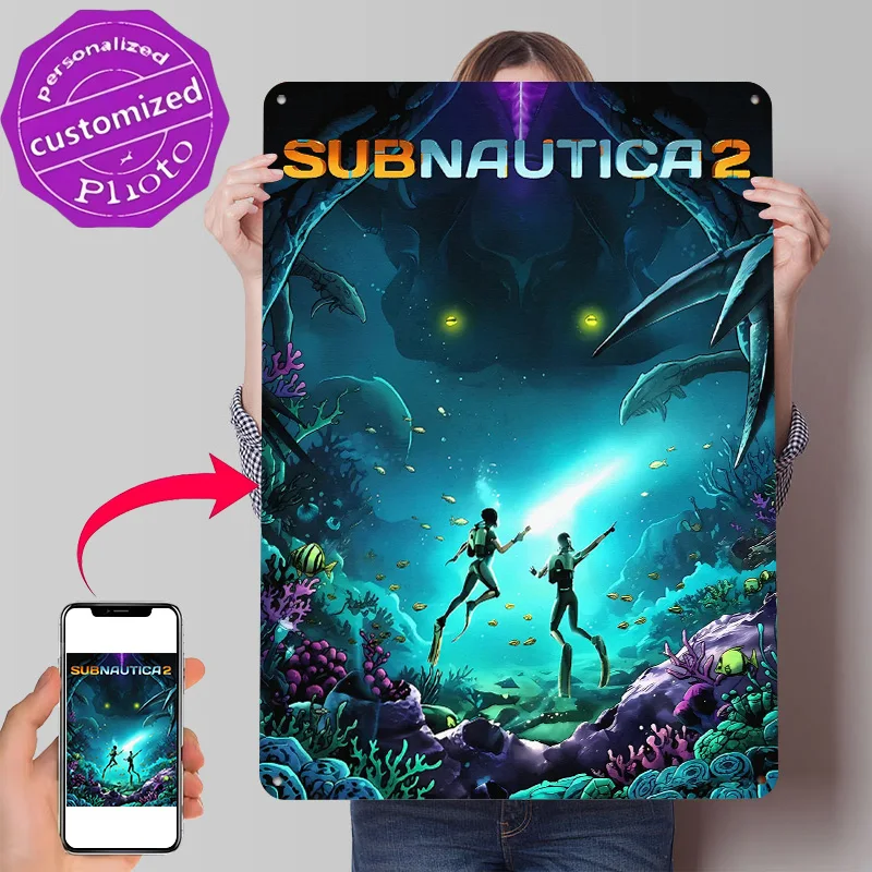 Subnautica 2 Underwater Scene 3D Texture Metal Poster Customized Wall Art Tin Sign Gift for Mancave Room Decorating Interior