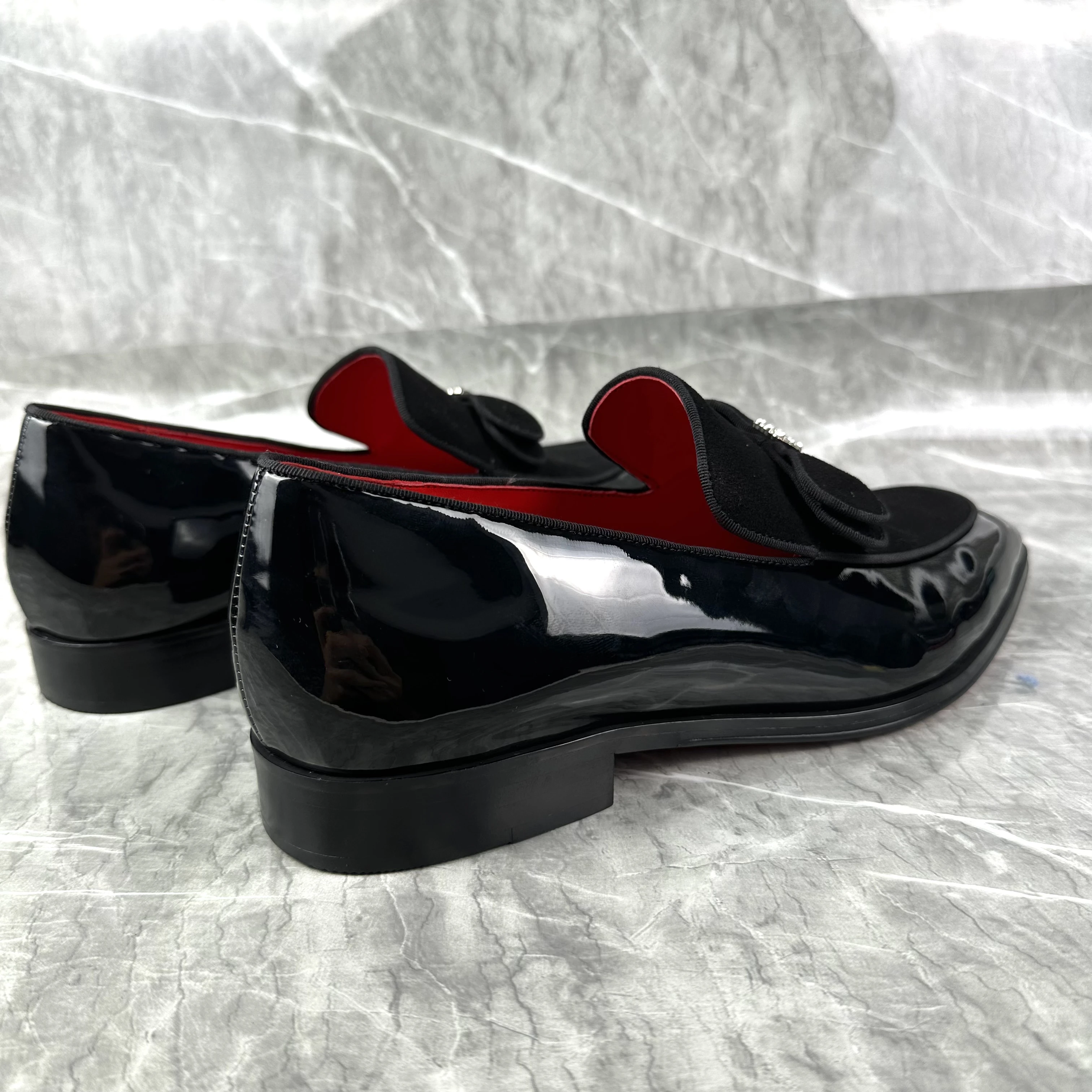 Mocassins en Cuir Verni avec Nministériels d Papillon pour Homme, Chaussures de Style Britannique, Noires, Formelles, de Haute Qualité, Plates, Carrées, Parker, d'Été, de Bureau, de Mariage