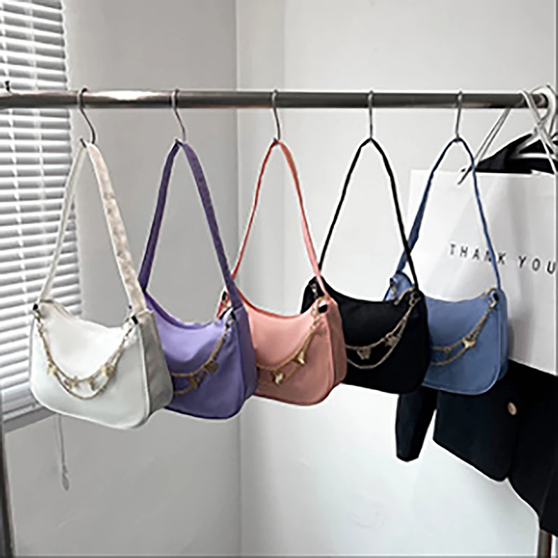 

Fashion Pure Color Butterfly Chain Shoulder Underarm Bag Casual Elegant Ladies Butterfly Chain Shoulder Small Satchel Bag