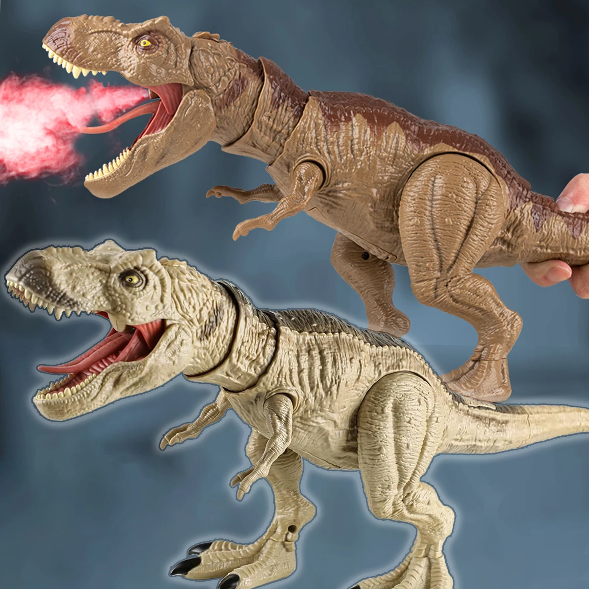 

Юрская фигурка тираннозавра Рекса, игрушка-динозавр T Rex с эффектом ревса, встряхивающая голова и спрей для детей, подарок на день рождения