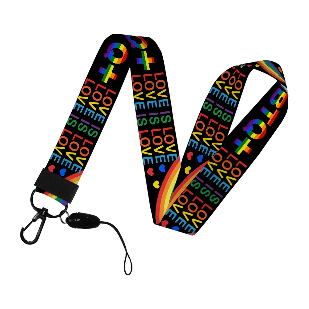 Card Holder LGBTQ Pride Printed ID With Lanyard Neck Strap Badge Reel Pass Card Cover Clear Window Credential Case