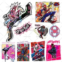 Marvel Spiderman Across the Spider-Verse Patch Spider Punk Heat Transfers For Clothes Disney New Movies Print Vinyl Stickers DIY