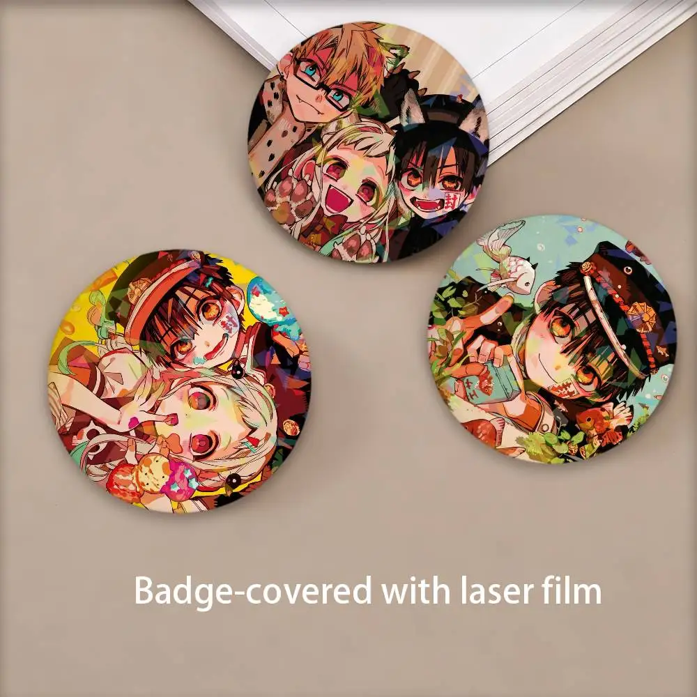 Toilet-Bound Hanako-kun Season 2    Badge fragmentation laser Game Figure Soft Button Pins Handmade Cartoon Round Brooch Bag