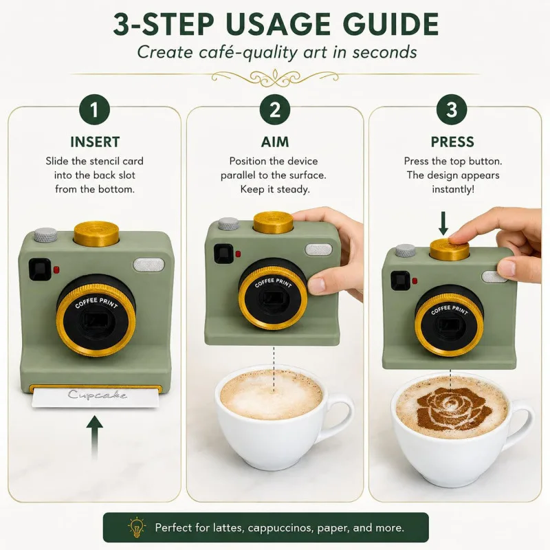 3D Printed Latte Art Camera One Touch Chocolate Foam Machine Portable for Cappuccino Milk Tea Coffee Printer