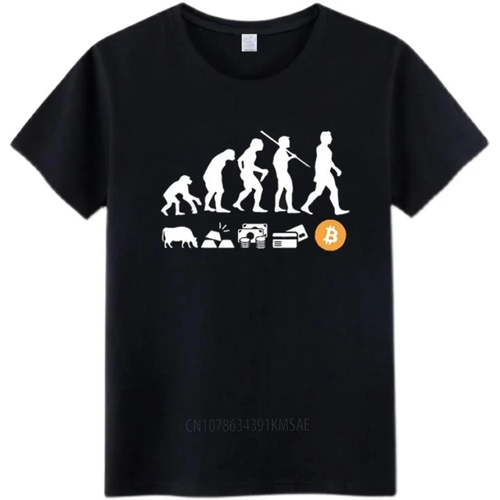 Musk Currency Evolution Same Bitcoin BTC Short Sleeve Men's T-shirt Coin Circle Stir Fried Bitcoin  Cotton Clothing Tops