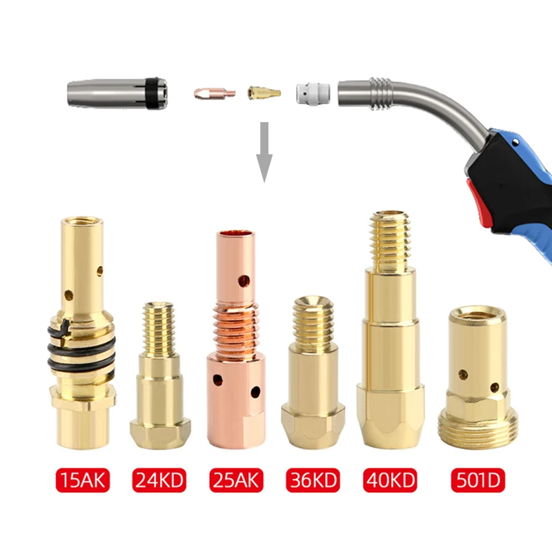 

2 Pieces 24KD 36KD Euro Welding Gun Welding Tip Connecting Rod 15AK Welding Nozzle Holder MIG CO2 Welding Torch Accessories