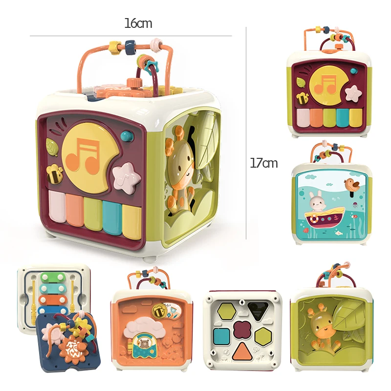 7 in 1 forma educativa selezionatore giocattolo musicale giocattoli per bambini cubo di attività giocattoli per bambini conteggio scoperta giocattoli per pianoforte per bambini che imparano